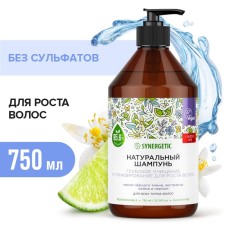 Шампунь натуральный SYNERGETIC глубокое очищение и тонизирование, 750 мл