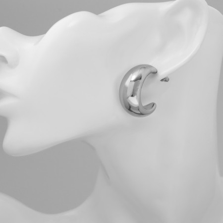 Earrings plastic "Circle" halo, color silver-3