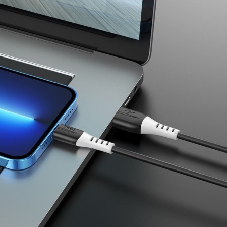 Hoco X82, Lightning cable - USB, 2.4 A, 1 m, silicone braid, black-4