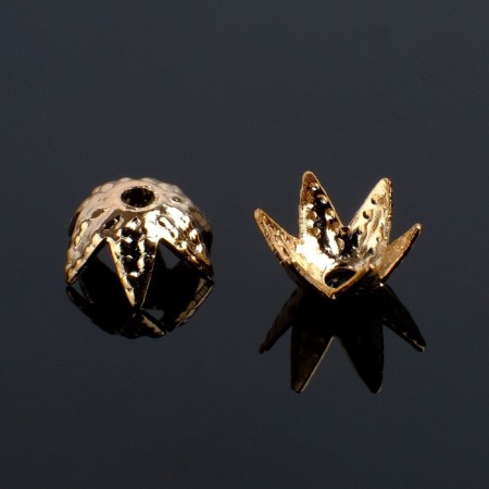 Hats for beads (set 50pcs) SM-014, 4 × 7.4 mm, color gold