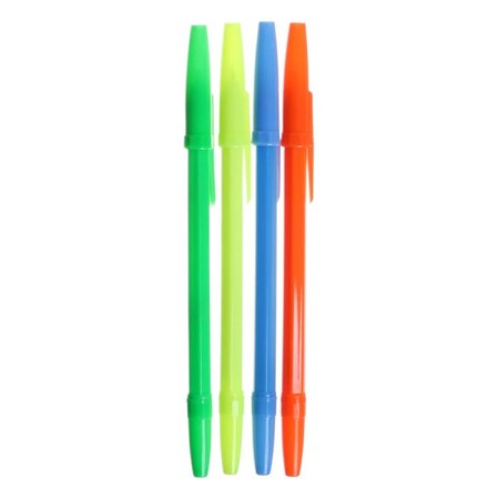 Set of ballpoint pens 4 pieces, rod 0.7 mm blue, neon case-1