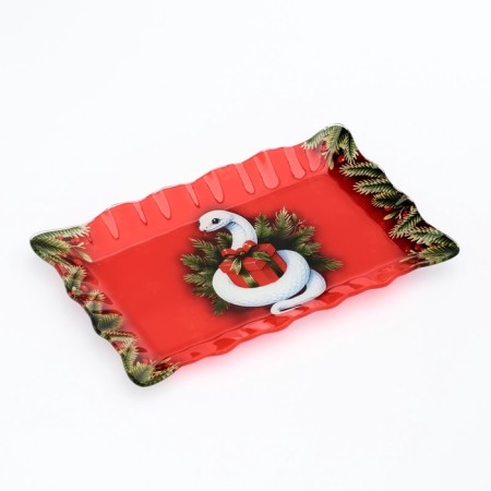 New Year's glass dish "New Year's snake", 24.6 x 14.7 cm-1