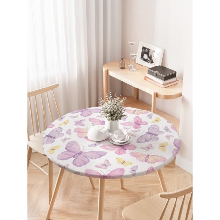 Great tablecloth “Tender butterflies”, round, oxford, elastic band, size 120x120 cm, diameter 75-100 cm-2