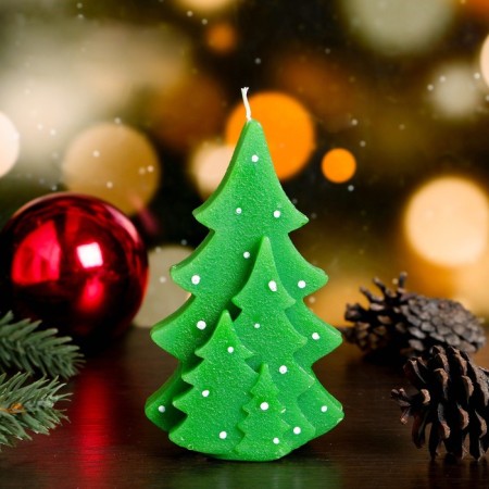Decorative candle "spruce forest", 7.5 × 4.5 × 12 cm, green