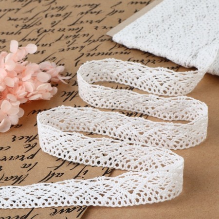 Knitted lace, 20 mm × 10 ± 1 m, white color