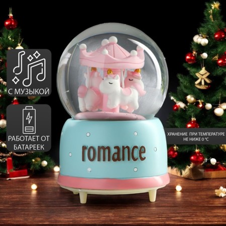 Souvenir Polystone Water Ball Music "Carousel with Unicorns" is spinning a mix 15x10x10 cm