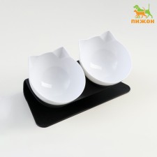 Plastic bowls on a black stand 27.5 x 14 x 15 cm white