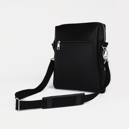 Male bag over the shoulder, Textura, artificial leather, black color-3
