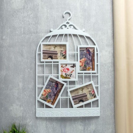 Photo frame in 5 photos 10x10 cm, 10x15 cm "cell" white 64x38 cm