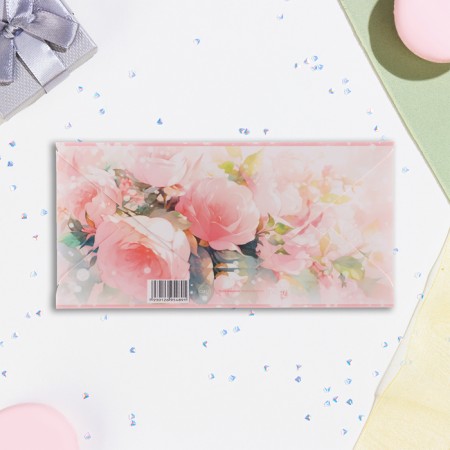 Money envelope "Happy Birthday!" Pink roses, 16.5 x 8 cm-2