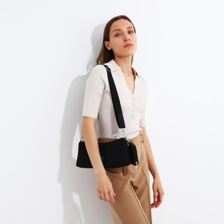 Bag Cross-Bodi with a zipper, black color-10