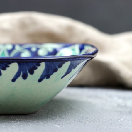 Salennik Rishtan ceramics "Flowers", 19 cm, blue-2