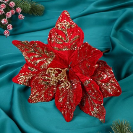 Decor "Winter Flower" Spraying Bloss, 24x20 cm, red-1