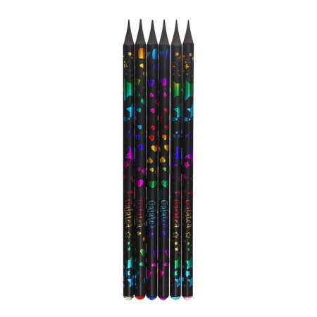 Pencil Black Score HB, black body with a pattern, sharpened, with Acrylic Straza, Mix-6
