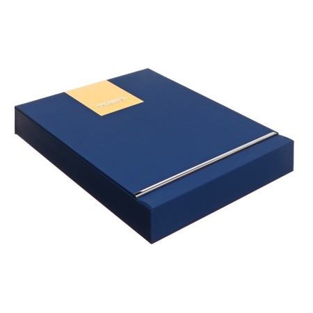 Organizer on the rings of A6+, 80 sheets, leatherette, with a stream, a line, with a handle, in a gift box, blue-11