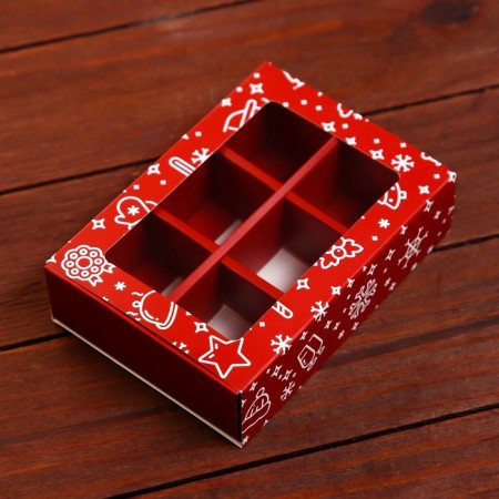 New Year. Box for 6 sweets "Festive mood", 13.7 x 9.8 x 3.8 cm, confectionery packaging-5