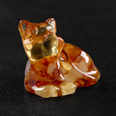 Сувенир "Кот с бантиком", лежит, янтарь-3