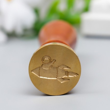 Printing for wax with a wooden pen "Cosmonaut and Rocket" 9x2.5x2.5 cm-1