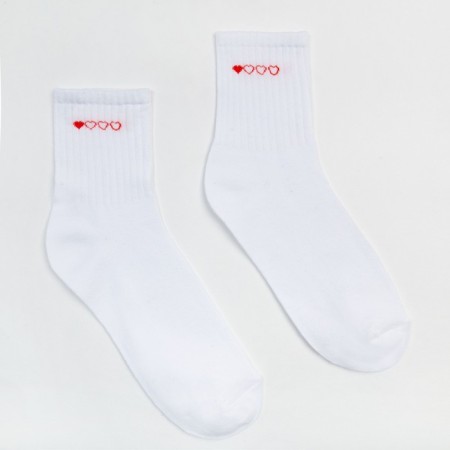 Women's socks minku "hearts", white color, size 38-39 (25 cm)