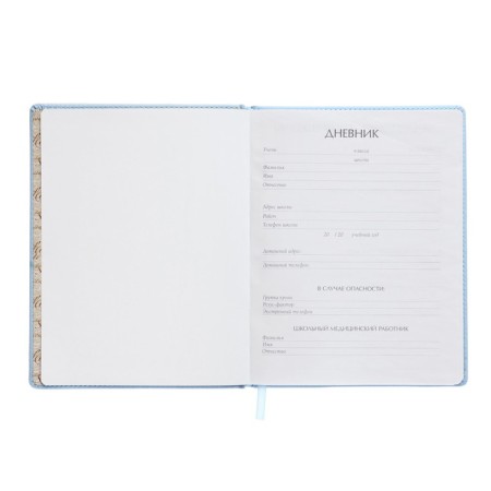 Universal diary for grades 1-11, 48 sheets, Velvet, solid cover, artificial leather, thermoting, liesse, marshmallow blue-3