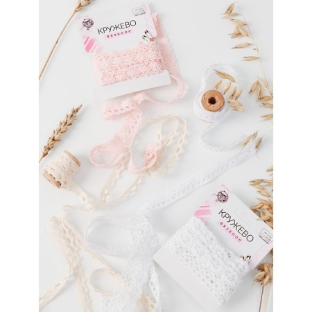 Knitted lace, 27 ± 3 mm × 2.7 ± 0.5 m, white color-2