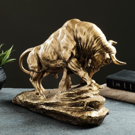 Figure "Bull on Stone" 29x38cm bronze with gilding-1