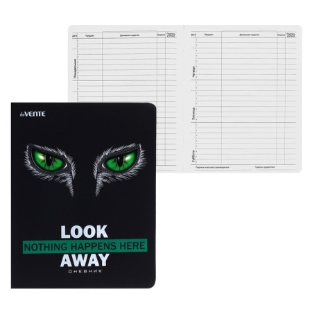 Universal diary for grade 1-11 LOOK AWAY, solid cover, artificial leather, silk-screen printing, Liesse, 80 g/m2