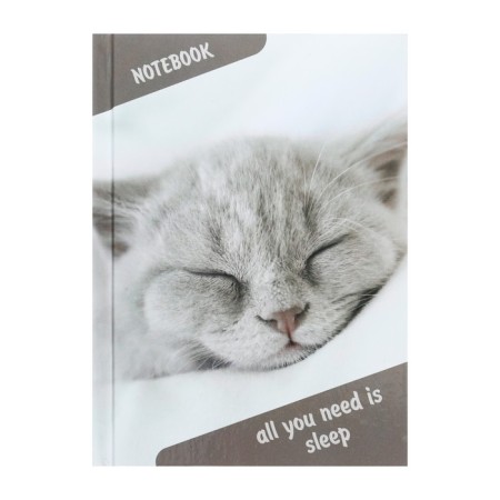 Notepad A6, 40 sheets in the Sleeping Catca, hard cover, offset unit