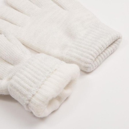 Gloves female two -layer minku plain, size 6.5, white color-2