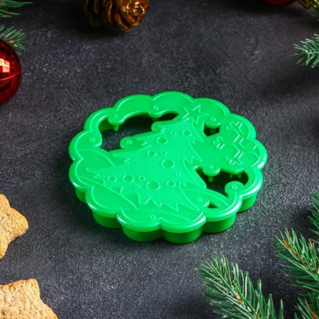 Books Form "Christmas tree", cutting, stamp, d = 9 cm, green color-2