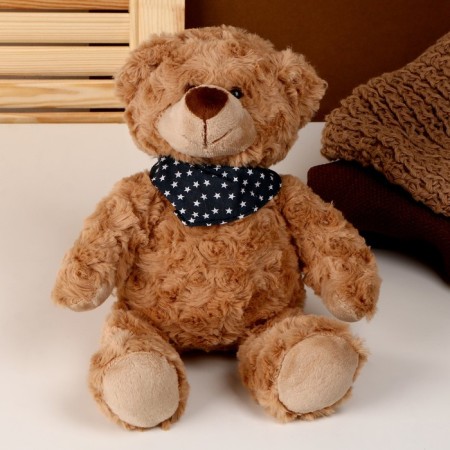 Soft toy "Bear", with a scarf, 28 cm, brown color