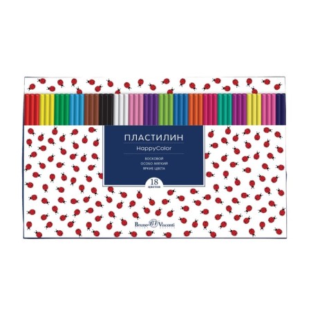 Plasticine soft (wax) 18 colors, 375 g of BrunovisConti. Happycolor-2