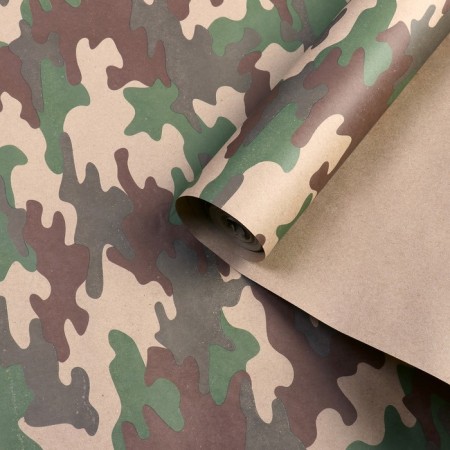Paper packaging craft "Camouflage forest", 70 g/m², 0.7 x 10 m