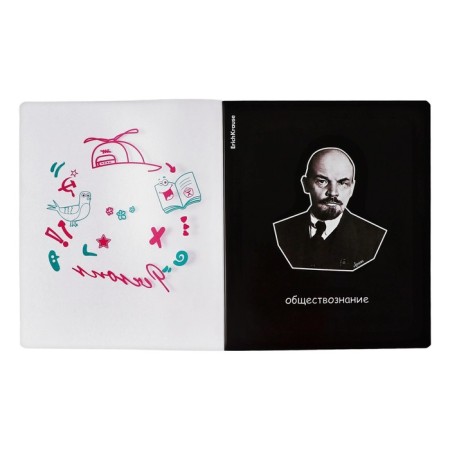 Subject notebook, 48 sheets, cage, social studies Erichkrause "Persons", plastic cover silk-screen covers, Offset Beliac block 100%, information block-2