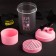 Sports shaker “It would be a vinyl”, black-pink, with a bowl for protein, 500 ml