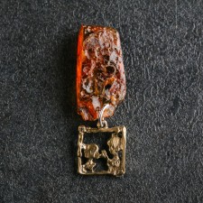 Talisman Talisman keychain, brass, amber