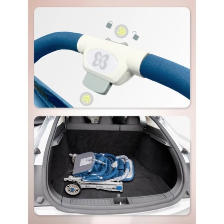 Walking stroller Farfello Comfy Go Cg, Blue color, Colorful White Frame-12