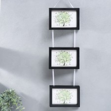 Triple photo frame on braid L-3 10x15 cm black (plastic screen)