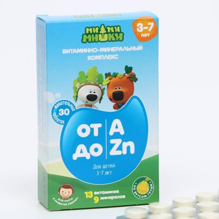 Vitamin-mineral complex from A to Zn Mi-Mi-Mimy 30 chewing tablets of 860 mg, from 3 to 7 years