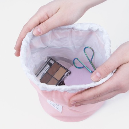 Cosmetic bag on a lace, with a wallet, pink color-6