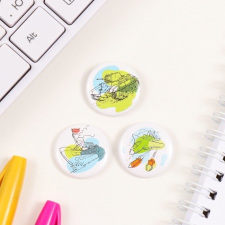 Icons sunset set 3 pcs d = 25 mm "tank" 7x7 cm-2