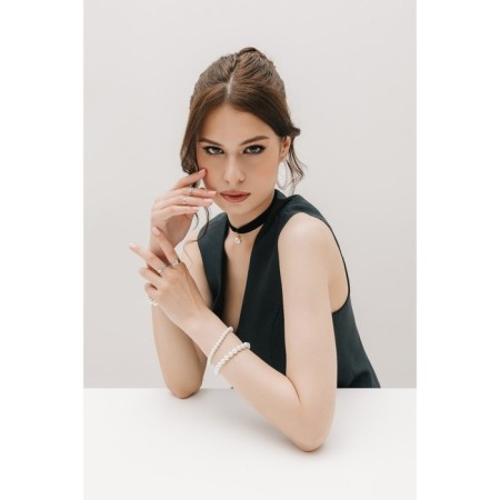 Choker "Ball", pearl, black color, l = 30 cm-9