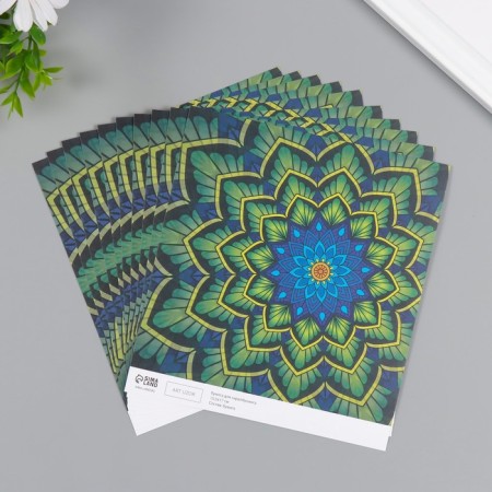 Scrapbooking paper "Flower mandala" density 180 grams set 10 pcs 15.5x17 cm-1