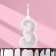 Candle for Cake "Super Blood", 10.4 cm, number "3", silver sparkle