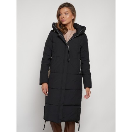 Coat insulated winter female, size 50, black color-4