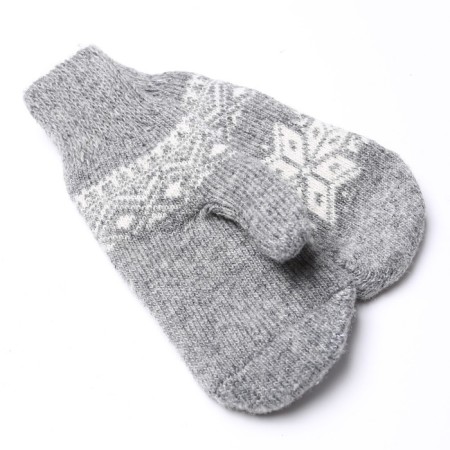 Women's woolen mittens "snowflake", light gray, size 20-22-1