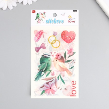 Stick Paper "Birds in love" set of 6 sheets 18.6x10 cm