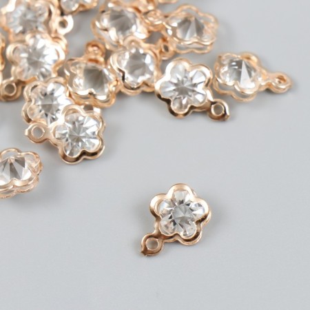 Decor for creativity Metal "Flower" gold, crystal 0.6x1x1 cm-1