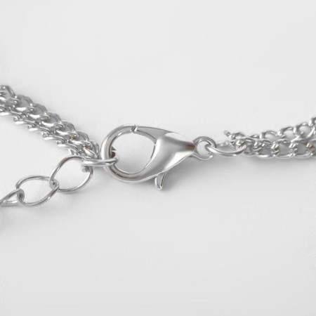 Piece "chain" ring and pearls, white color in silver, 48 cm-1