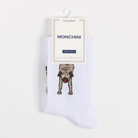 Women's socks, white color/pug, size 38-40-5